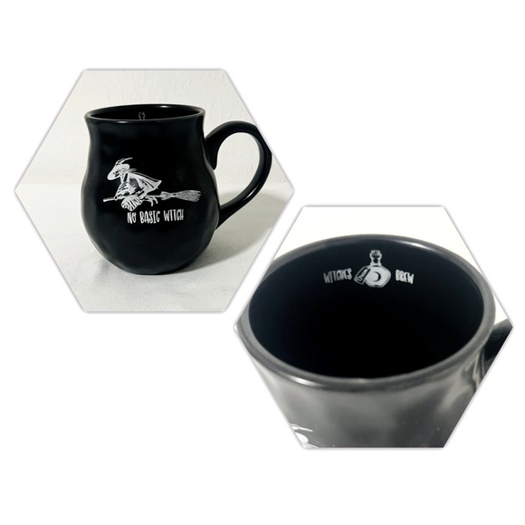 Artisan Collection Large Black Halloween “NO BASIC WITCH” Mug Microwave Safe EUC - Picture 1 of 6
